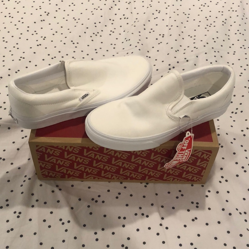 White Slip-On Vans